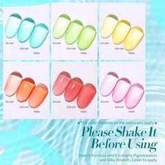 Born Pretty Jelly Gel bleu pastel – teinte translucide pour un look frais