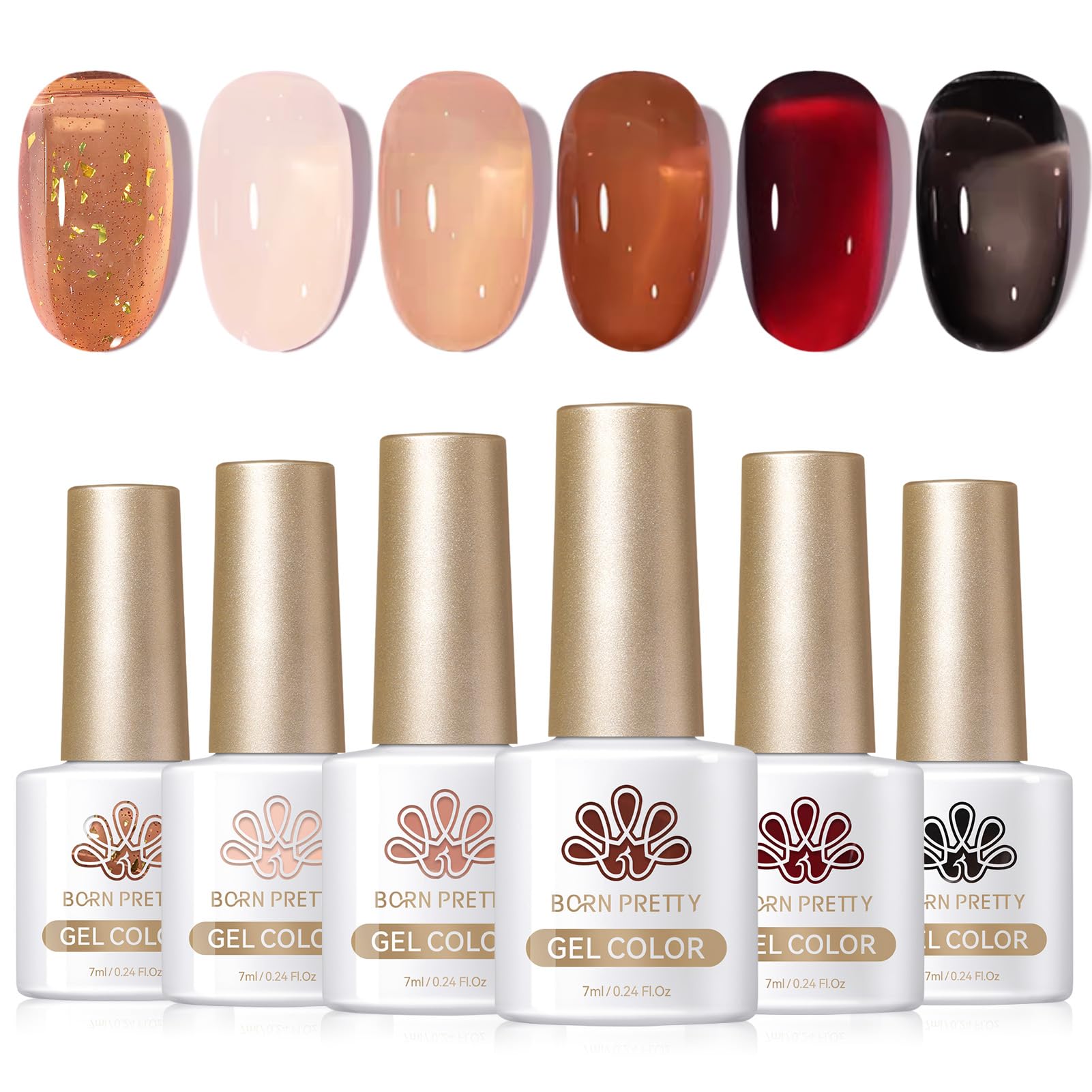 Vernis jelly Born Pretty marron automne offre un fini translucide et éclat.
