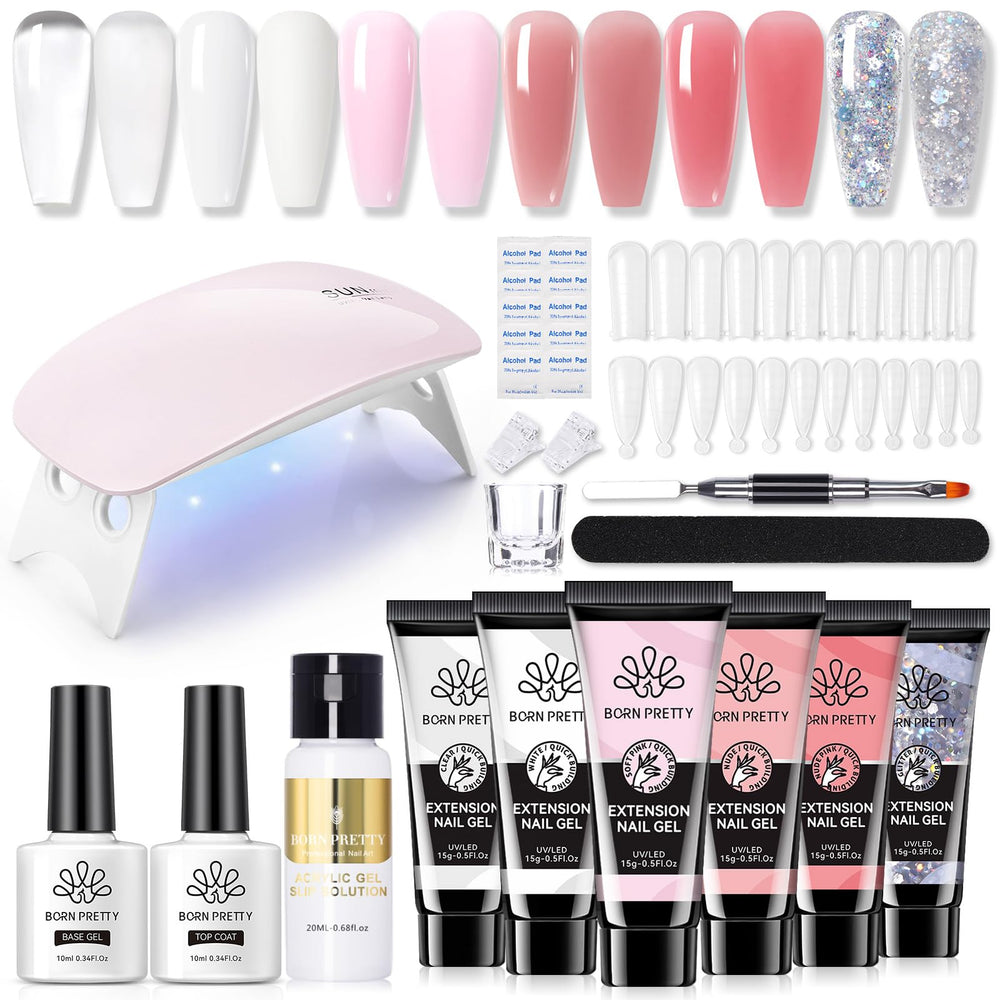 Born Pretty kit extension poly, six couleurs pour designs d’ongles à domicile.