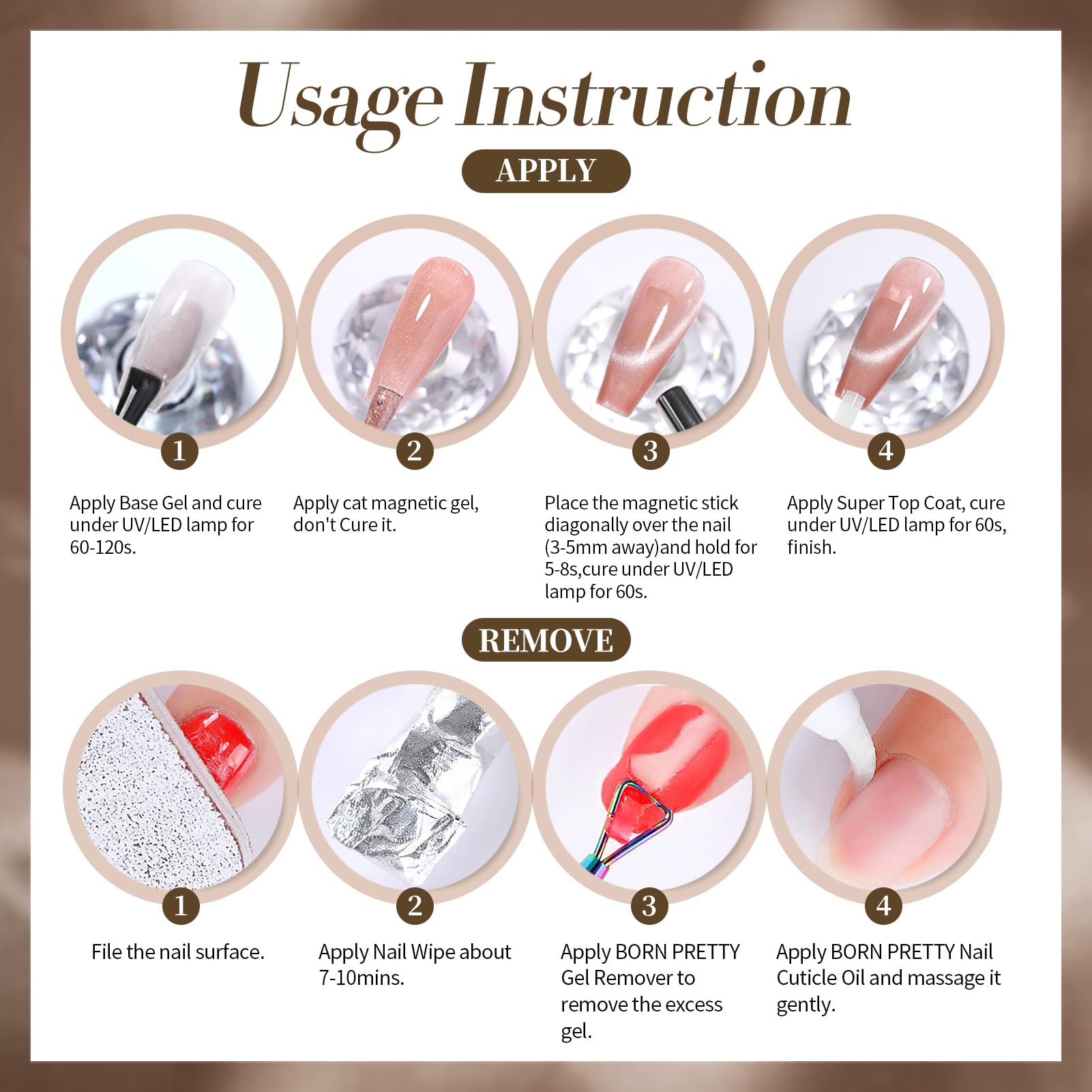 Kit onglerie Born Pretty de 6 bouteilles pour des sessions manucure a la maison