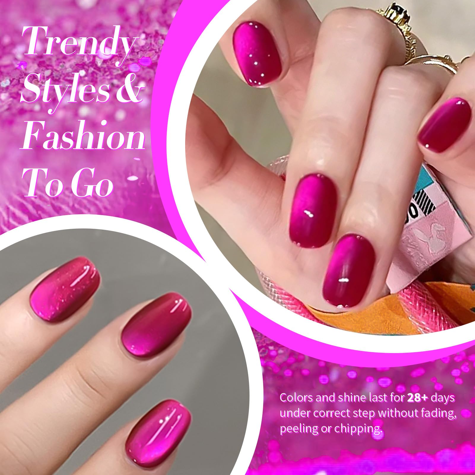 Manucure maison brillante avec vernis gel magnétique Born Pretty