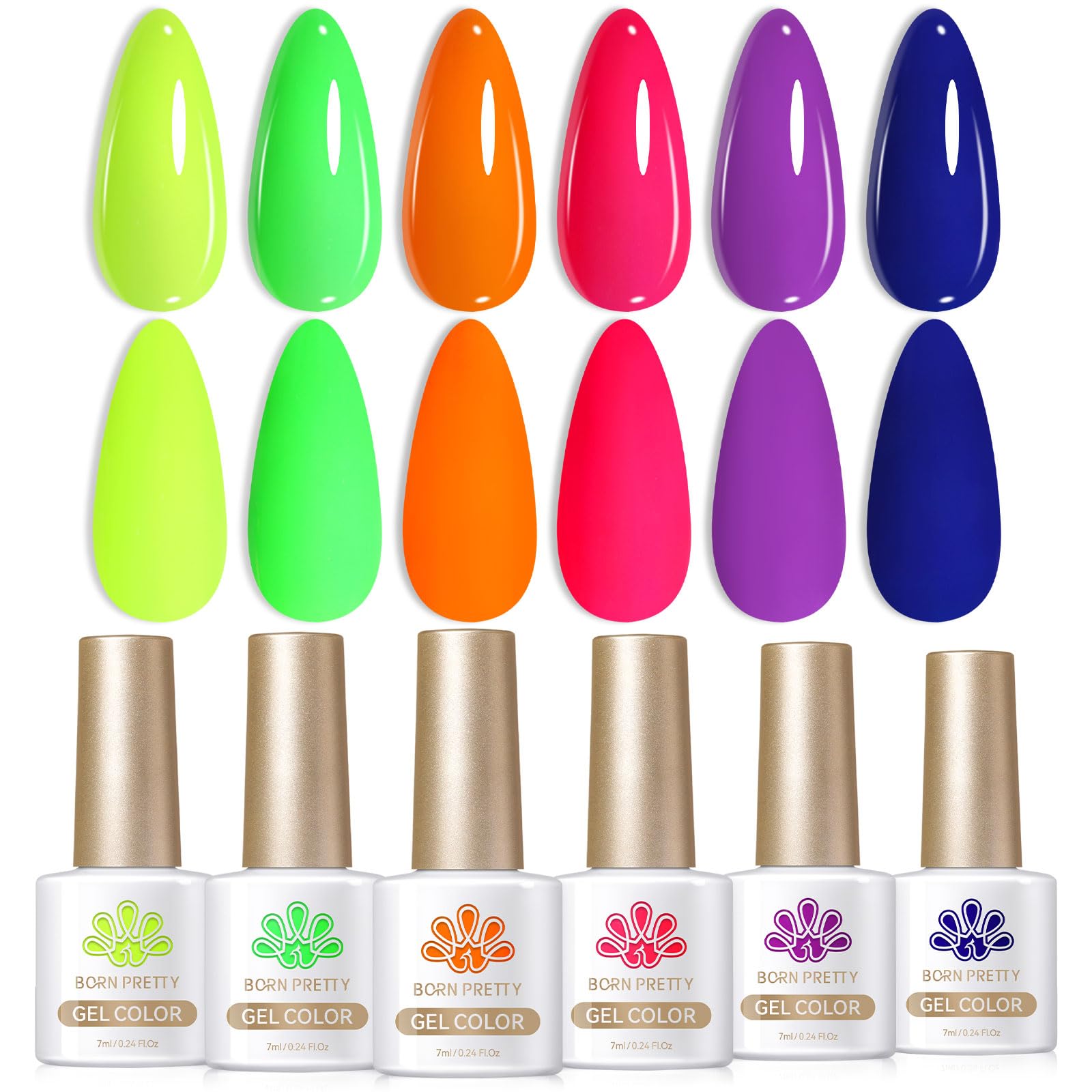 Vernis gel néon orange Born Pretty pour un éclat lumineux et durable.