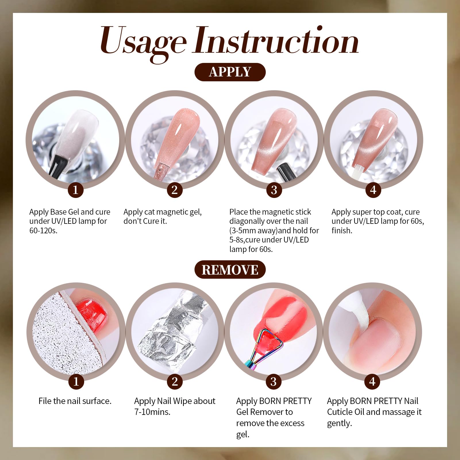 Application simple du gel magnétique Born Pretty pour ongles parfaits