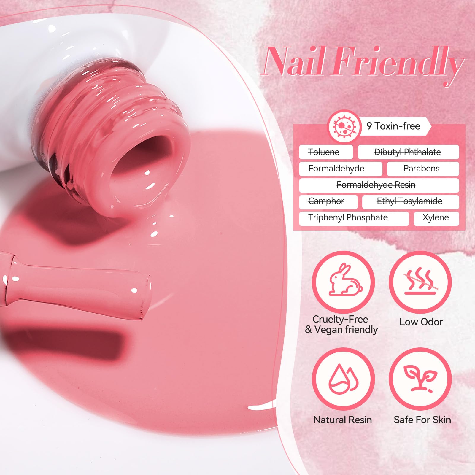 Vernis gel Born Pretty Pink Frisson – couleur vive, parfait pour accentuer les ongles.