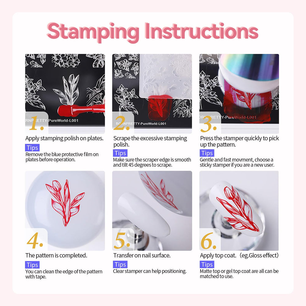 Born Pretty plaque d'impression usage quotidien pour des arts des ongles variés.