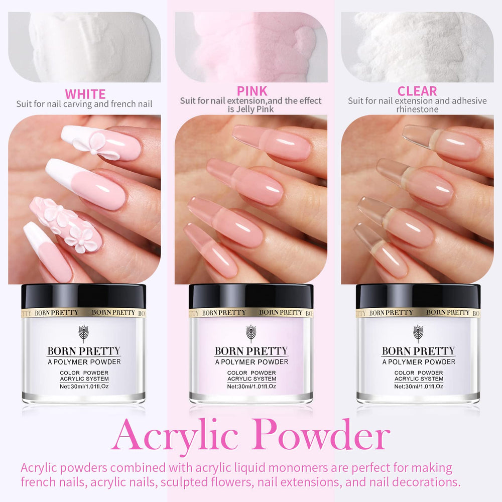 Born Pretty poudre-acrylique-30ml-rose: poudre contrôlable pour une finition naturelle.