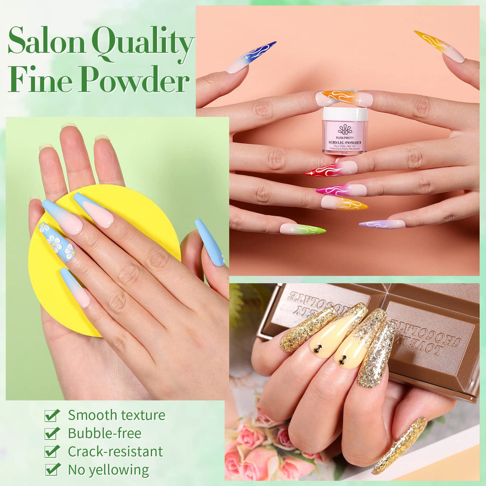 Poudre acrylique bleu de Born Pretty pour des designs créatifs.