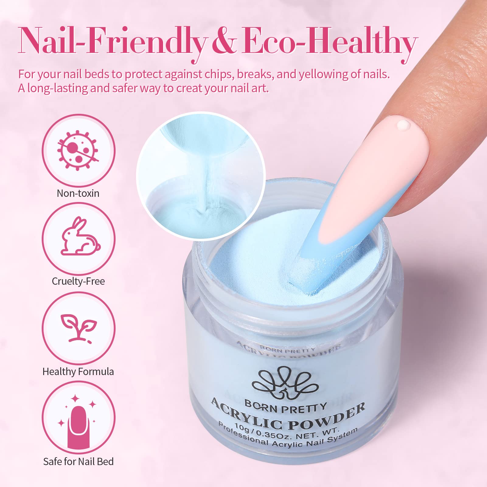 Born Pretty Poudre Acrylique couleurs vives et paillettes – look audacieux et lumineux