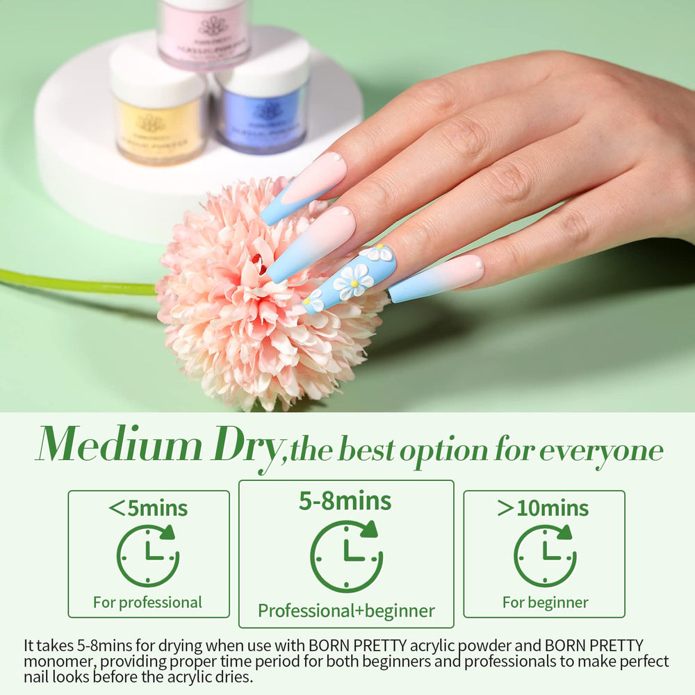 Poudre acrylique effet paillettes de Born Pretty pour des détails scintillants.