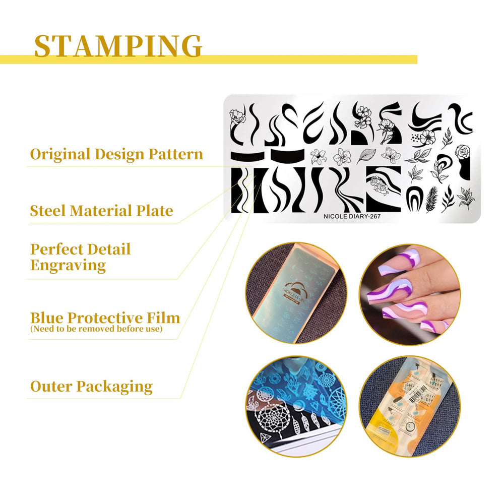 Born Pretty plaque stamping motifs floraux offrent des options florales pour des ongles sophistiqués.