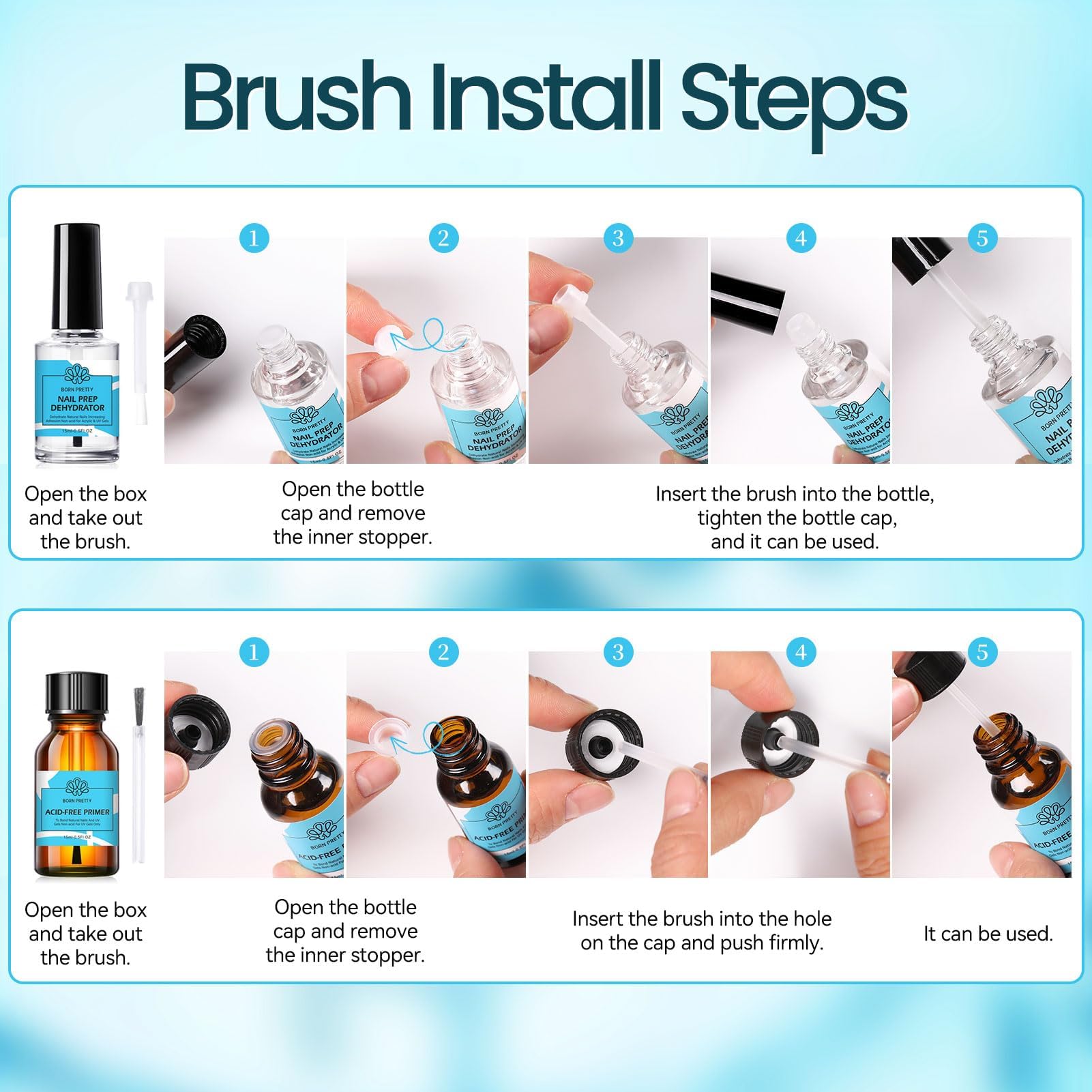 Compatibilité systèmes ongles, fonctionne avec gel et acrylique.