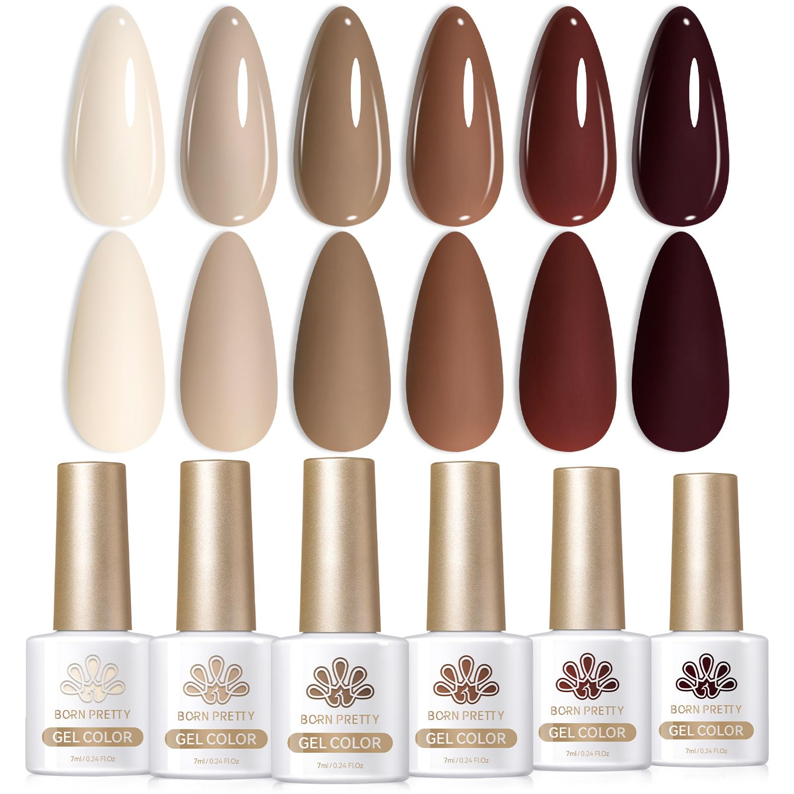 Born Pretty vernis gel 6 teintes nude brun pour salon à domicile