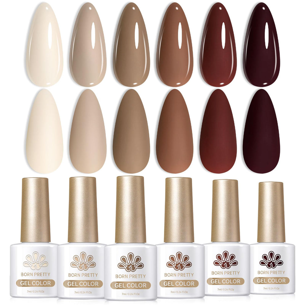 Born Pretty vernis gel 6 teintes nude brun pour salon à domicile