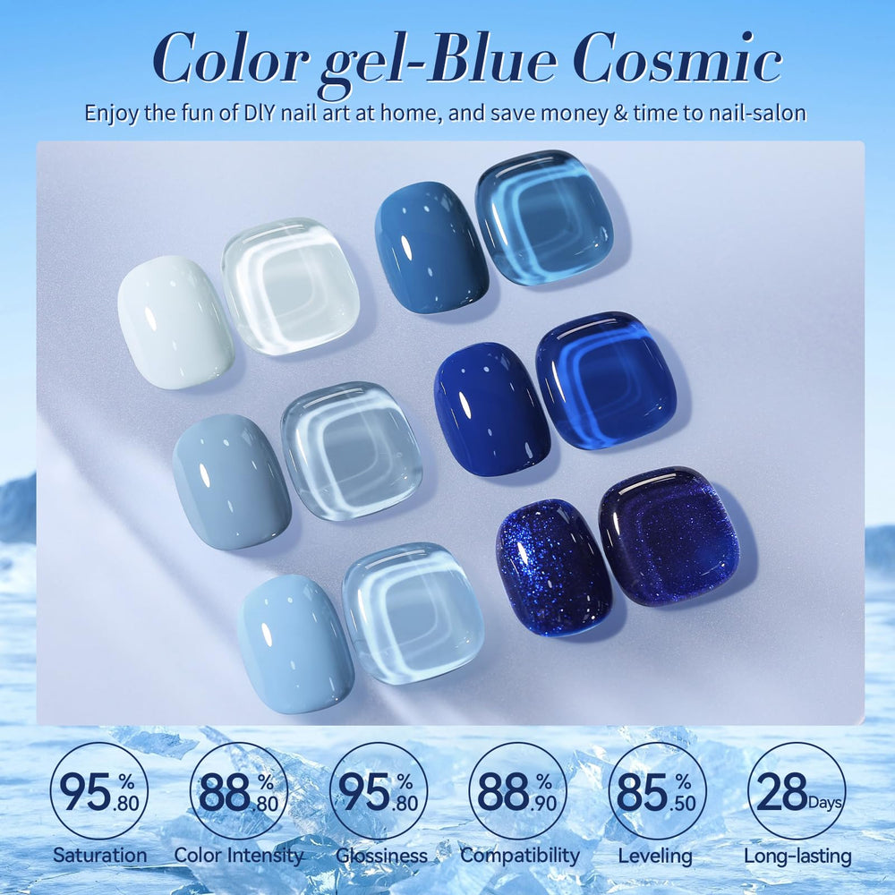 Vernis gel Born Pretty bleu ciel, teinte polyvalente pour bureau et sorties.