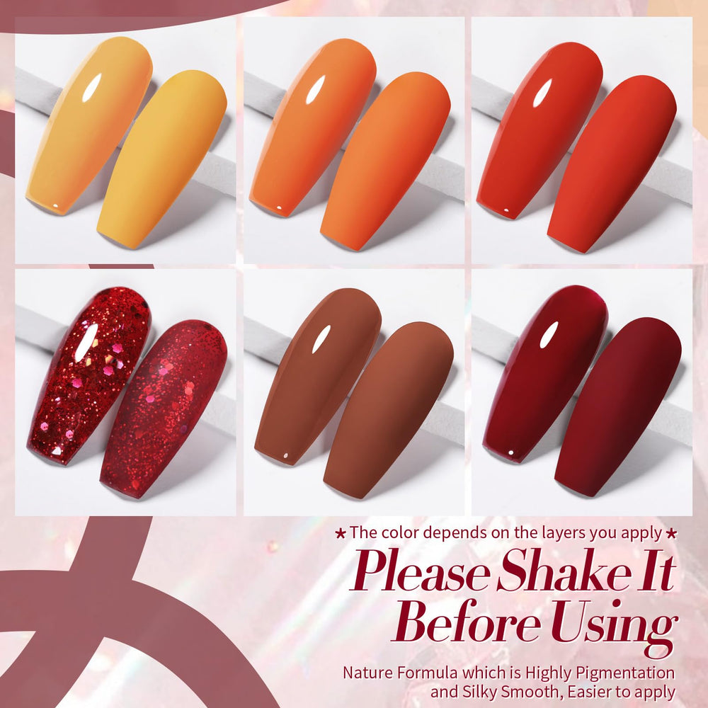 Born Pretty vernis gel brun rouge scintillant, riche et profond pour un look hivernal.