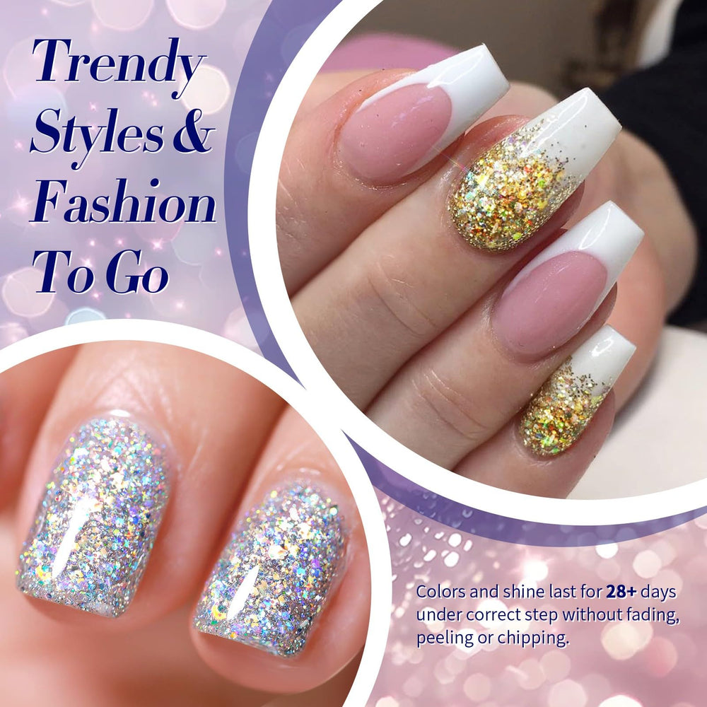 Born Pretty Glitter Gel Lumière Douce — double effet selon l’éclairage.