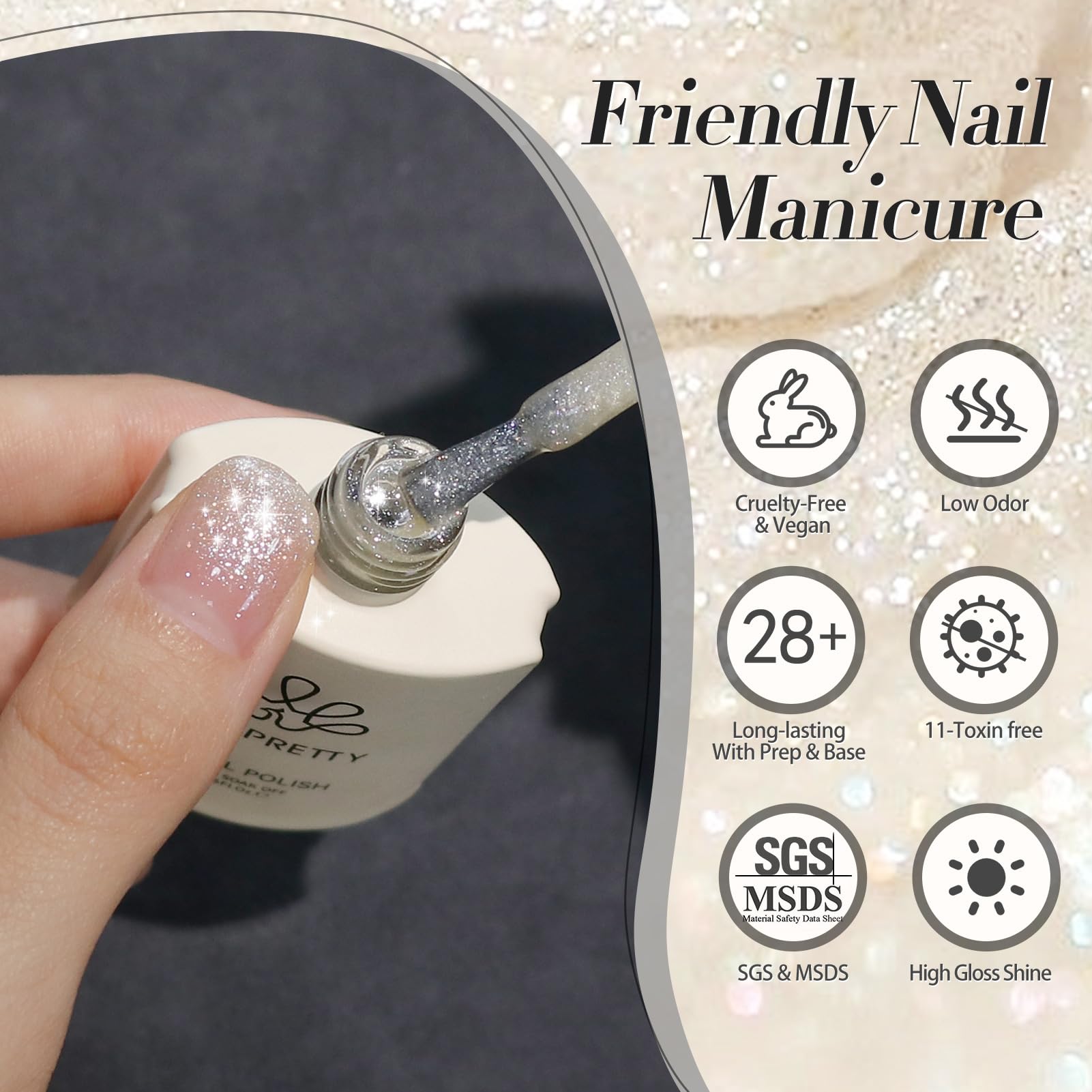 Vernis Gel Born Pretty finition resplendissante et professionnelle.