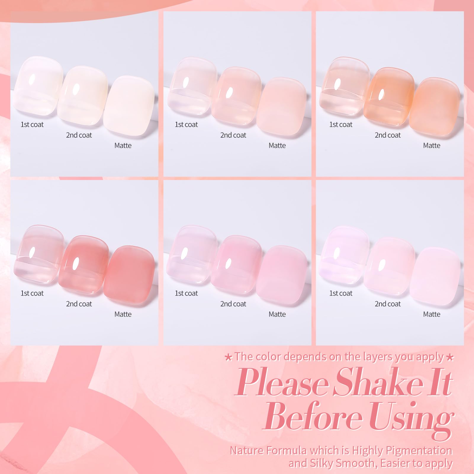 Born Pretty Jelly Pink Nude, couche supérieure fluide pour fini lisse et durable