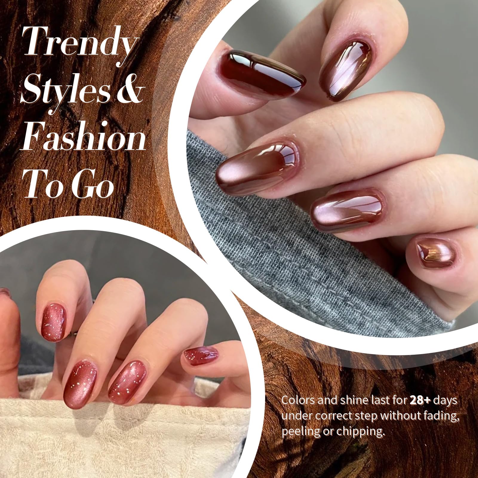Teinte Bordeaux du vernis gel magnétique Born Pretty Cat sur ongles