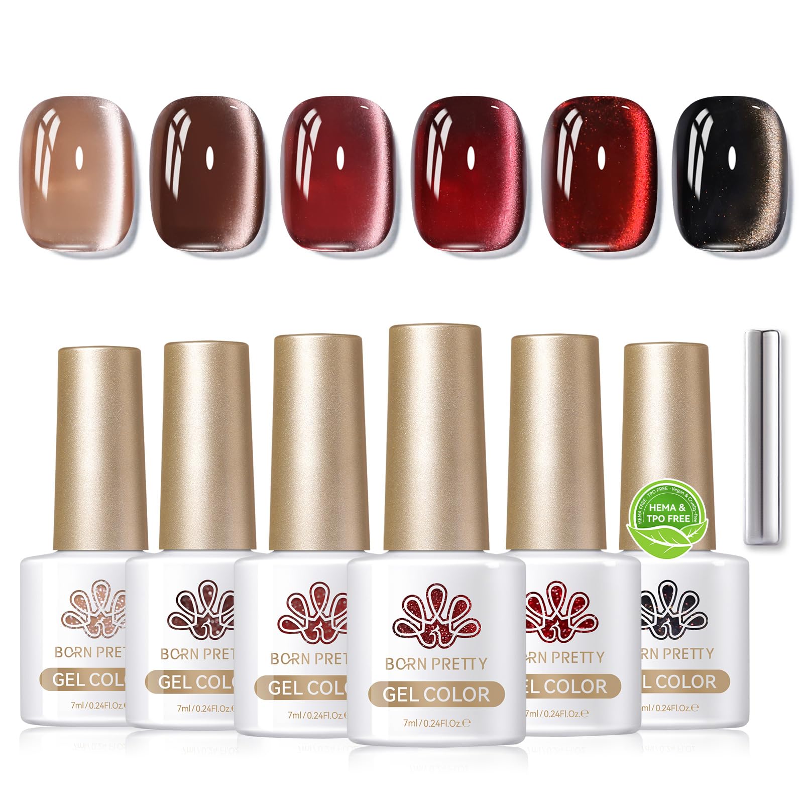 Effet cristal du vernis gel magnétique Born Pretty Cat sur ongles