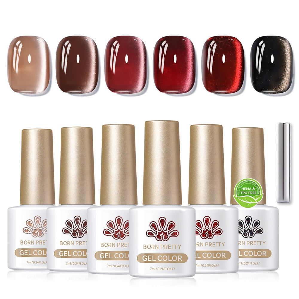 Effet cristal du vernis gel magnétique Born Pretty Cat sur ongles