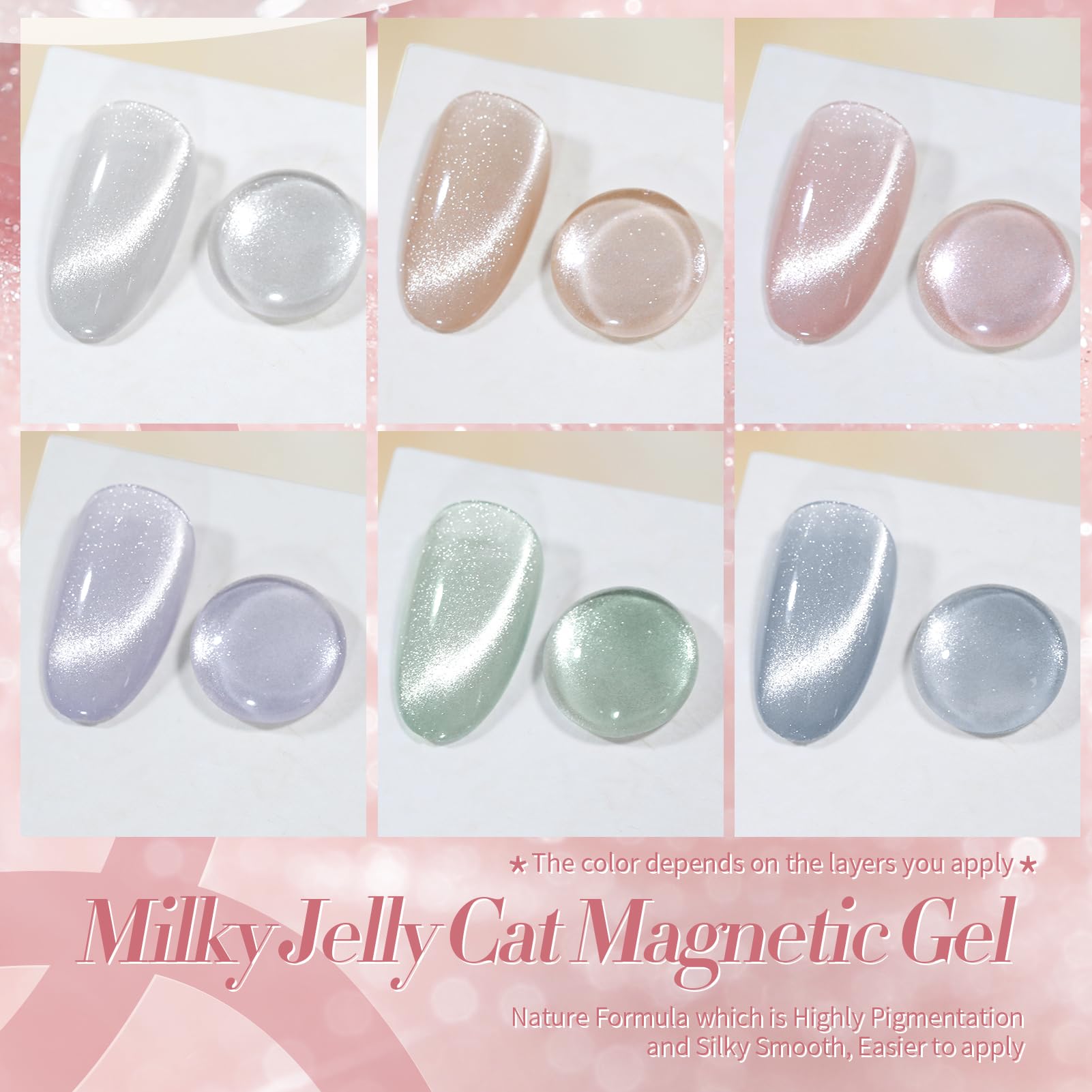 Vernis gel magnétique Born Pretty chat vert pastel pour style frais.