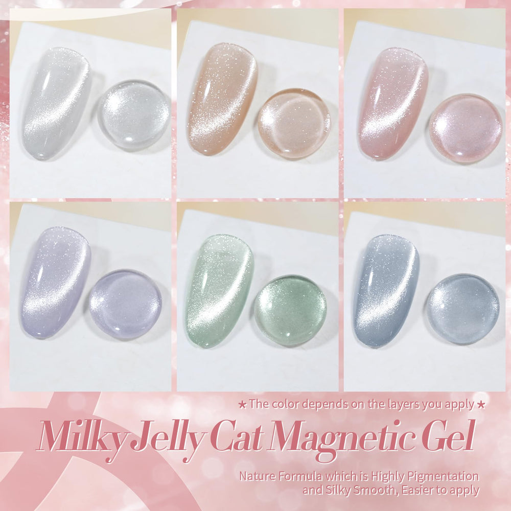 Vernis gel magnétique Born Pretty chat vert pastel pour style frais.