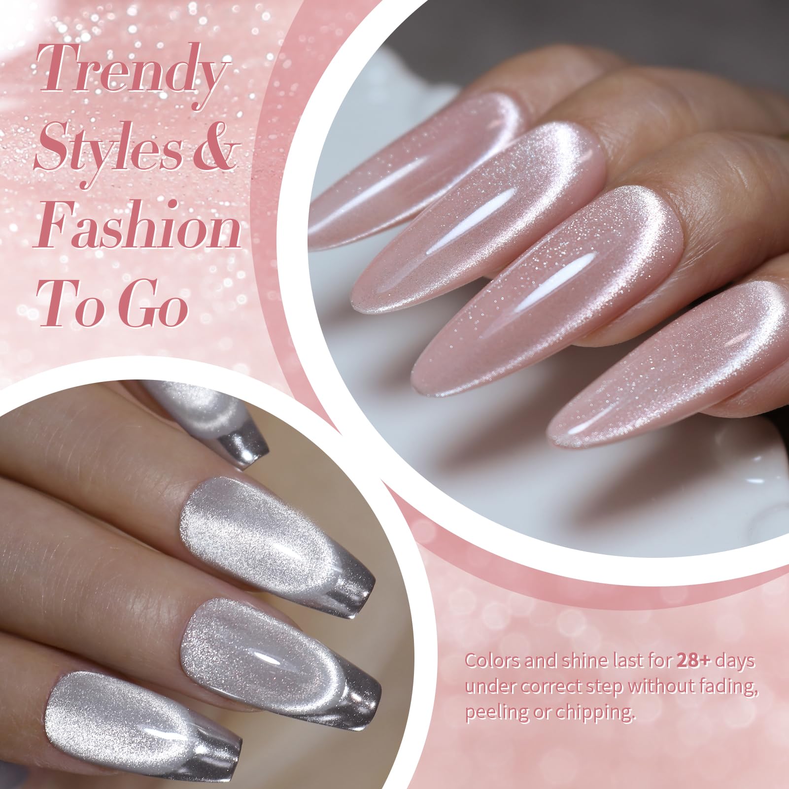 Vernis gel magnétique Born Pretty chat violet pour effet glamour.