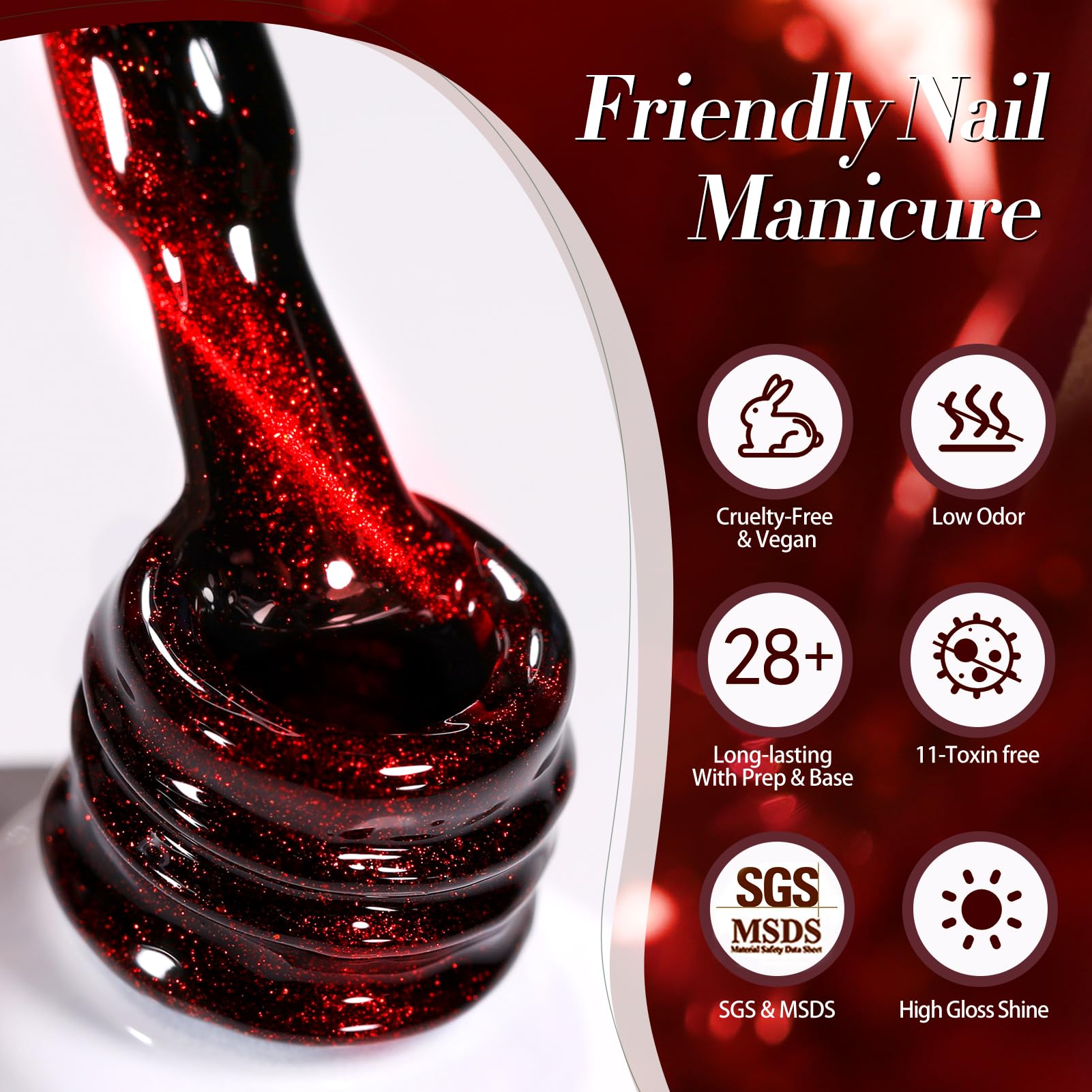 Born Pretty vernis gel magnetique rouge cerise – effet magnétique tendance.