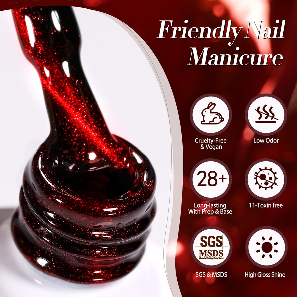 Born Pretty vernis gel magnetique rouge cerise – effet magnétique tendance.