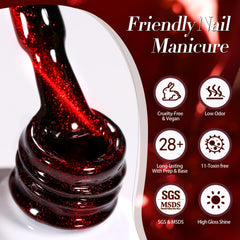 Born Pretty vernis gel magnetique rouge cerise – effet magnétique tendance.