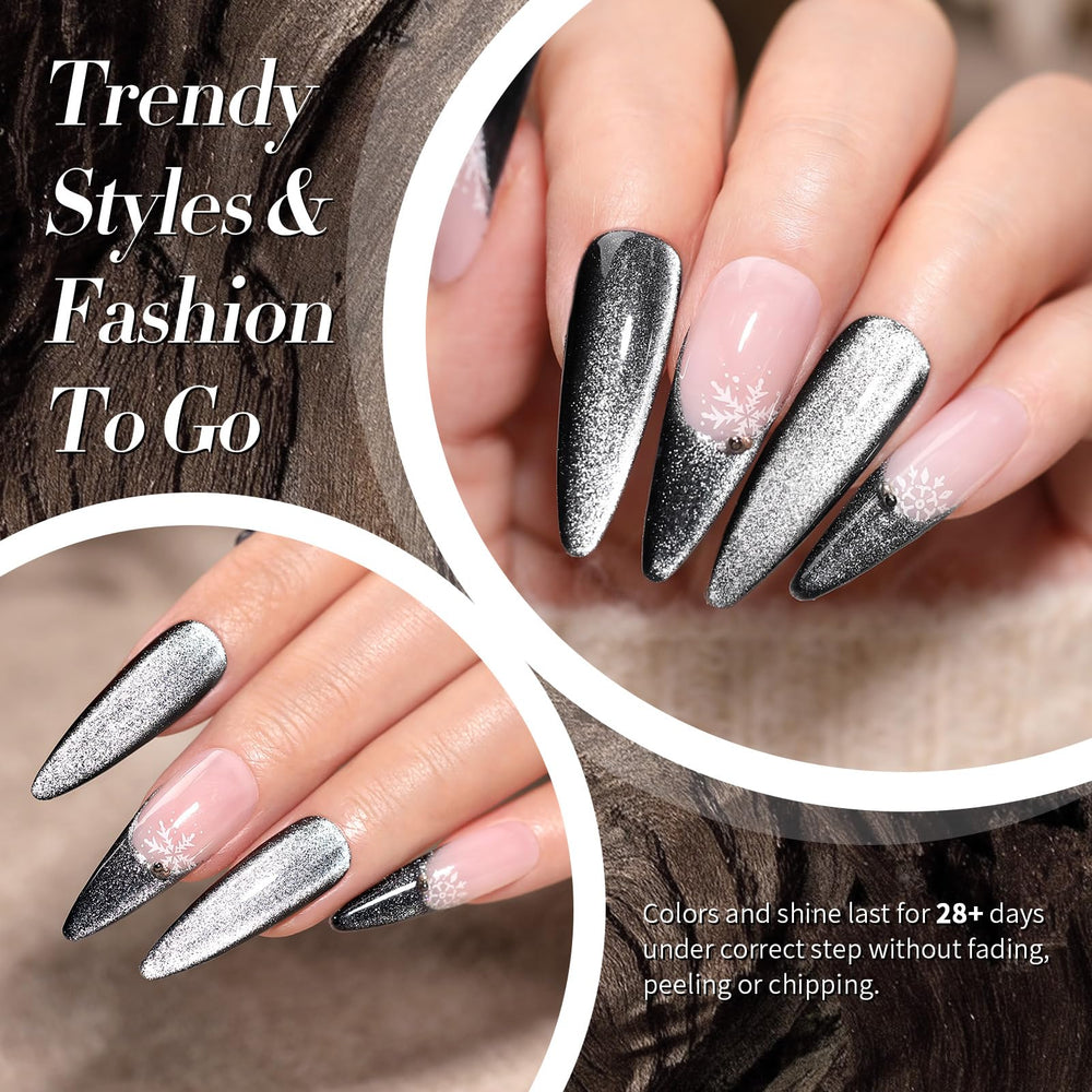 Vernis gel magnétique chat Born Pretty noir, aspect chic et profond