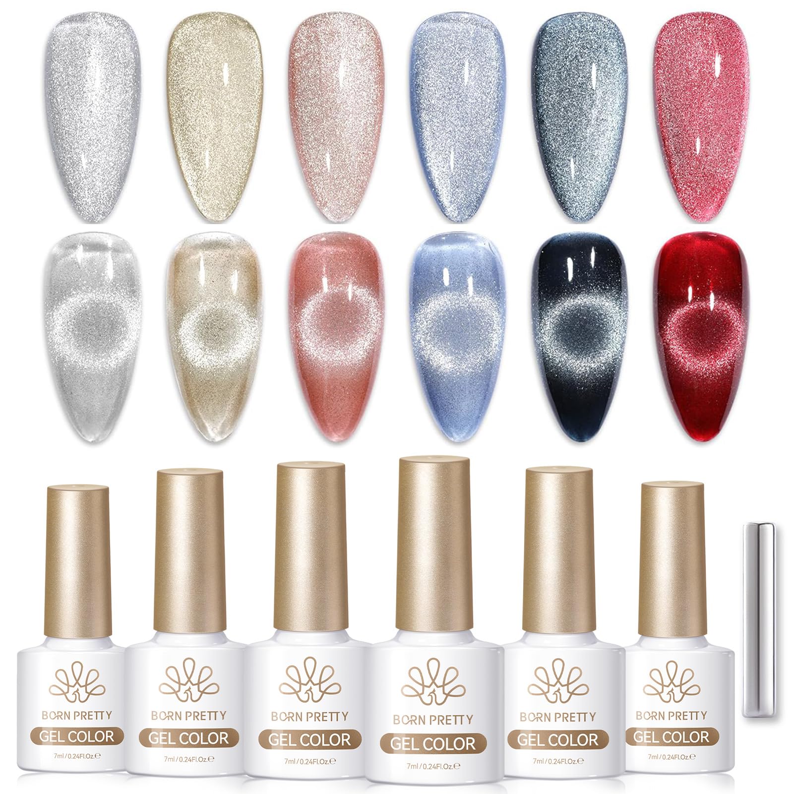 Vernis gel magnétique chat Born Pretty rouge avec effet holographique captivant