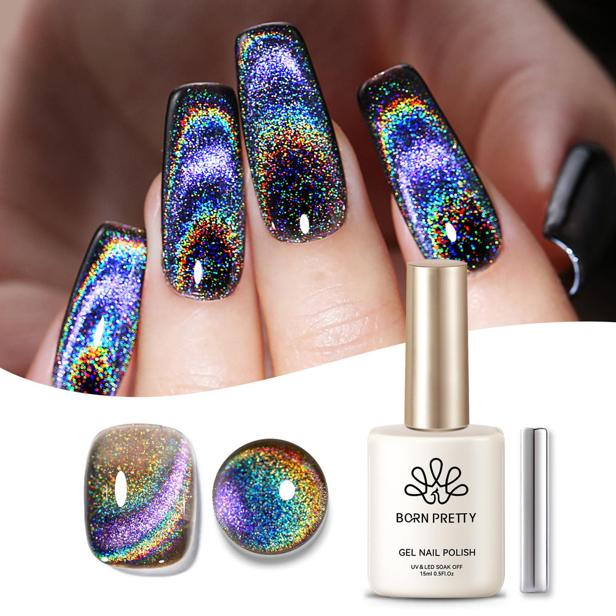 Born Pretty Vernis Gel œil de chat magnétique pour un regard express.
