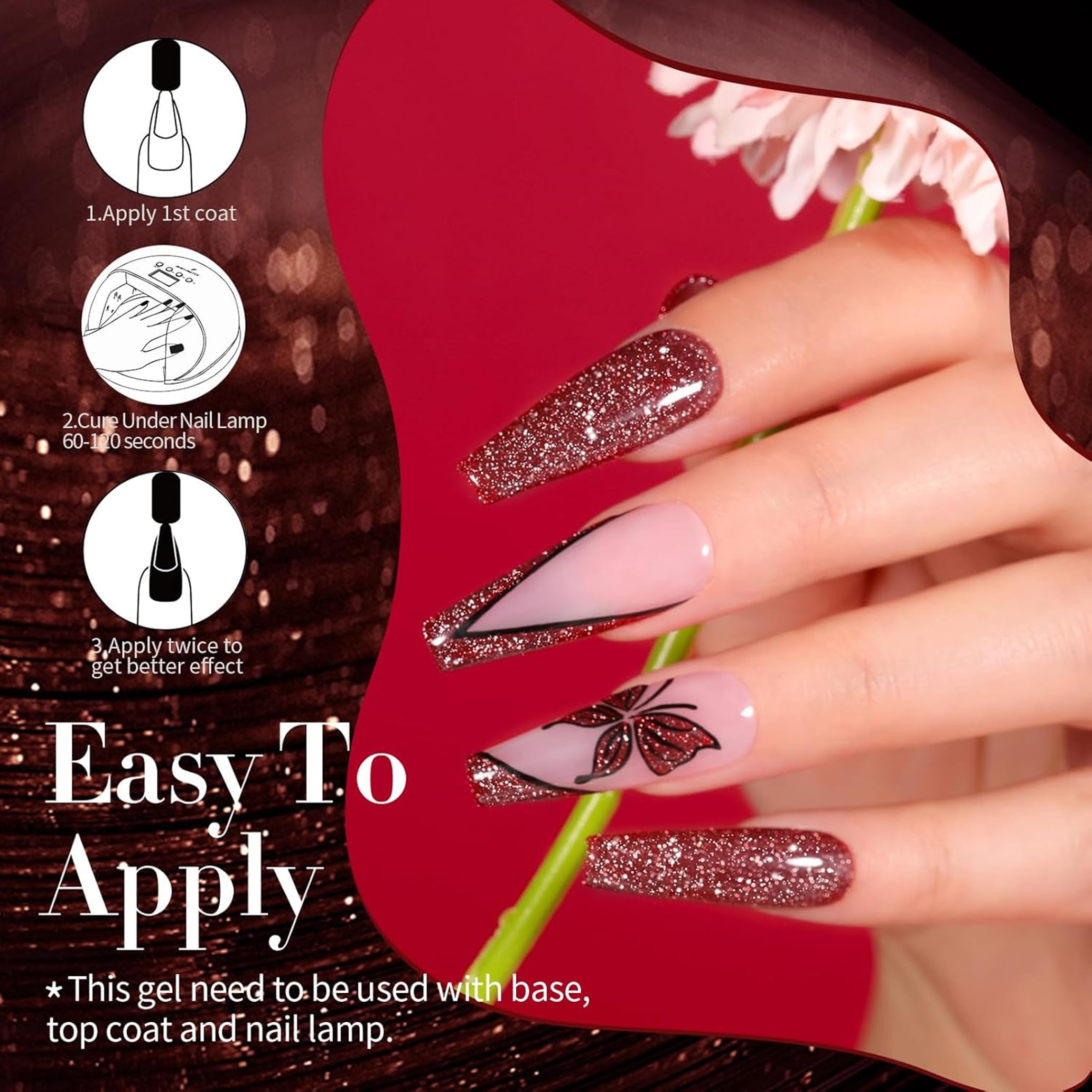 Vernis gel Born Pretty pailleté multicolore pour fêtes et soirées