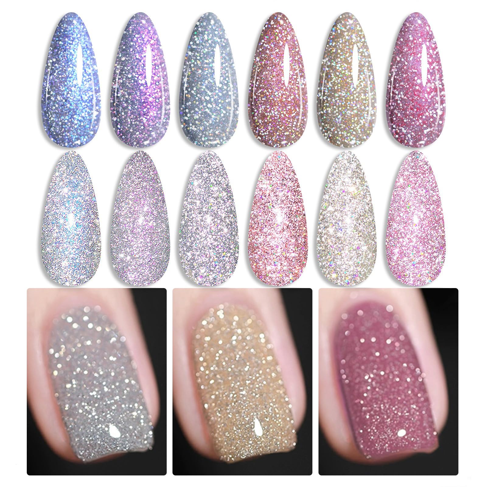 Vernis gel Born Pretty avec paillettes or, look festif et longue tenue.
