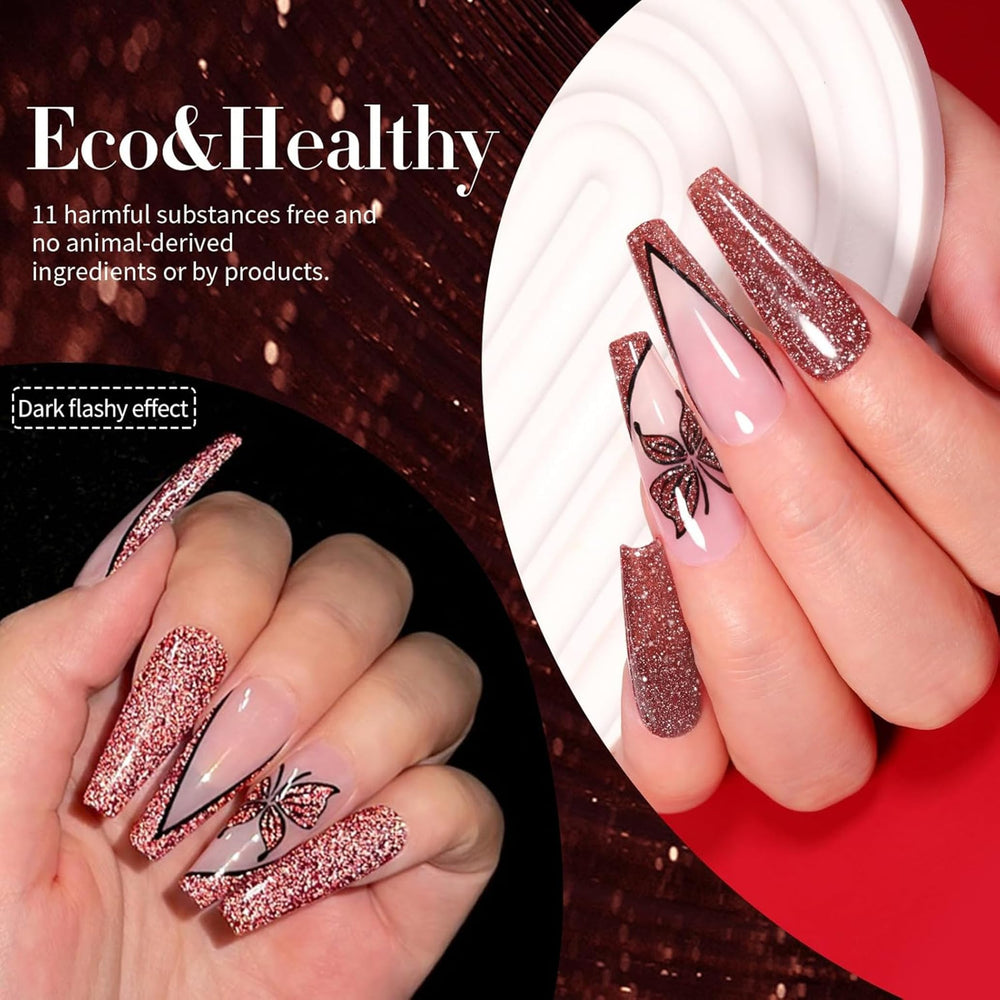 Vernis gel Born Pretty réfléchissant lumineux sous lumière LED