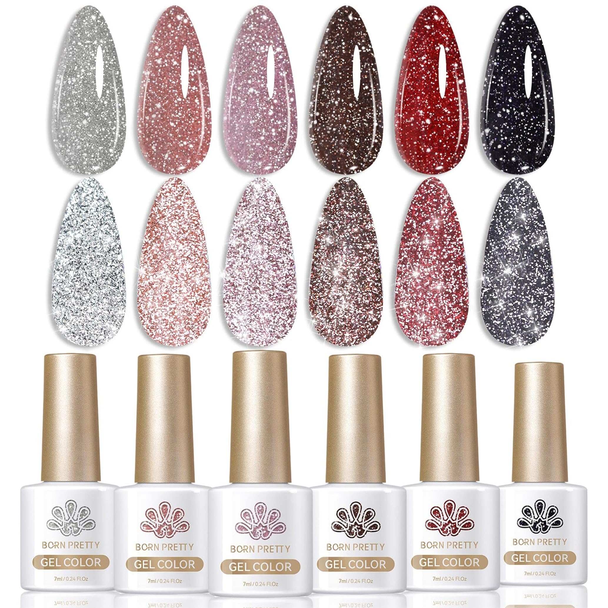 Vernis gel Born Pretty réfléchissant rouge avec paillettes pour un look glamour