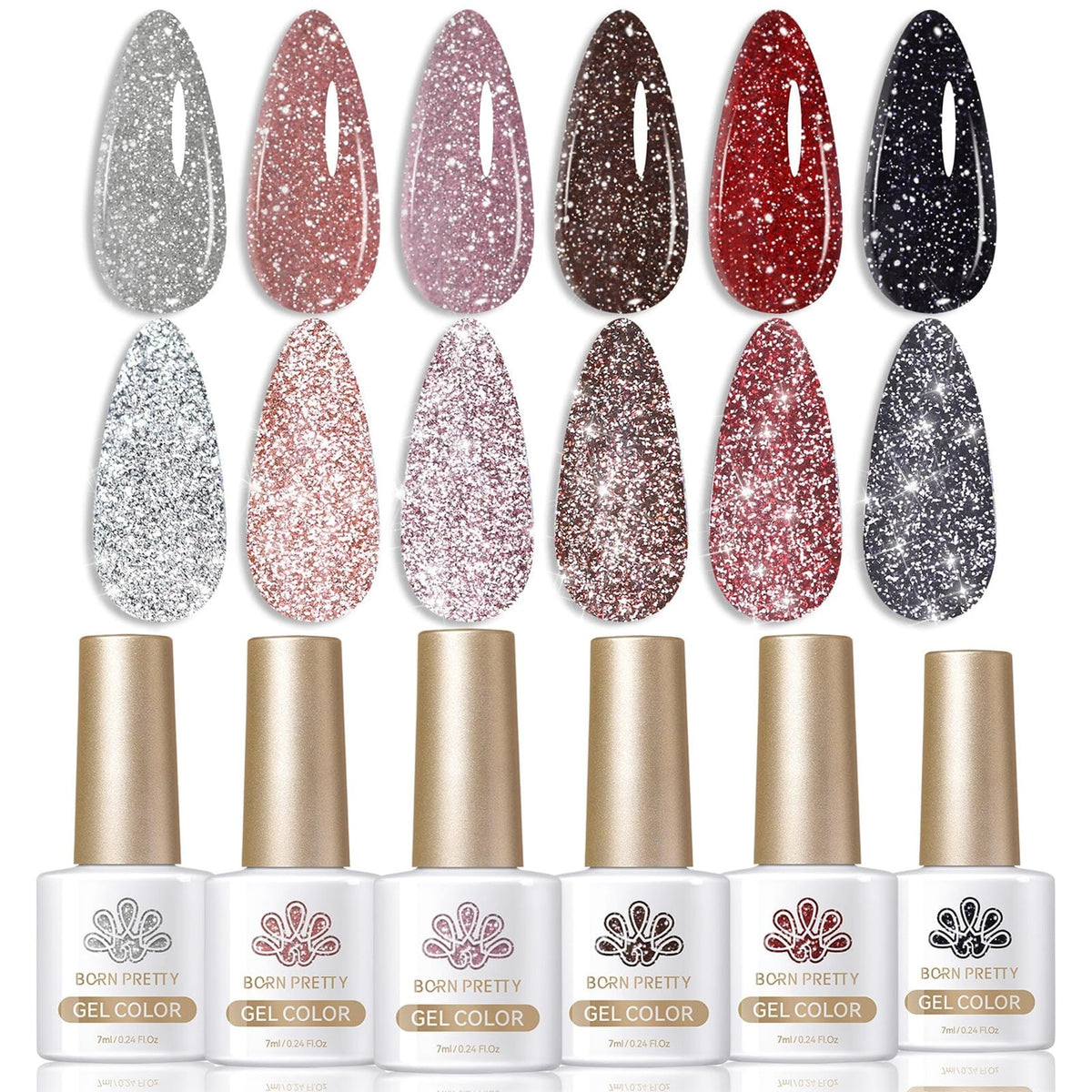 Vernis gel Born Pretty réfléchissant rouge avec paillettes pour un look glamour