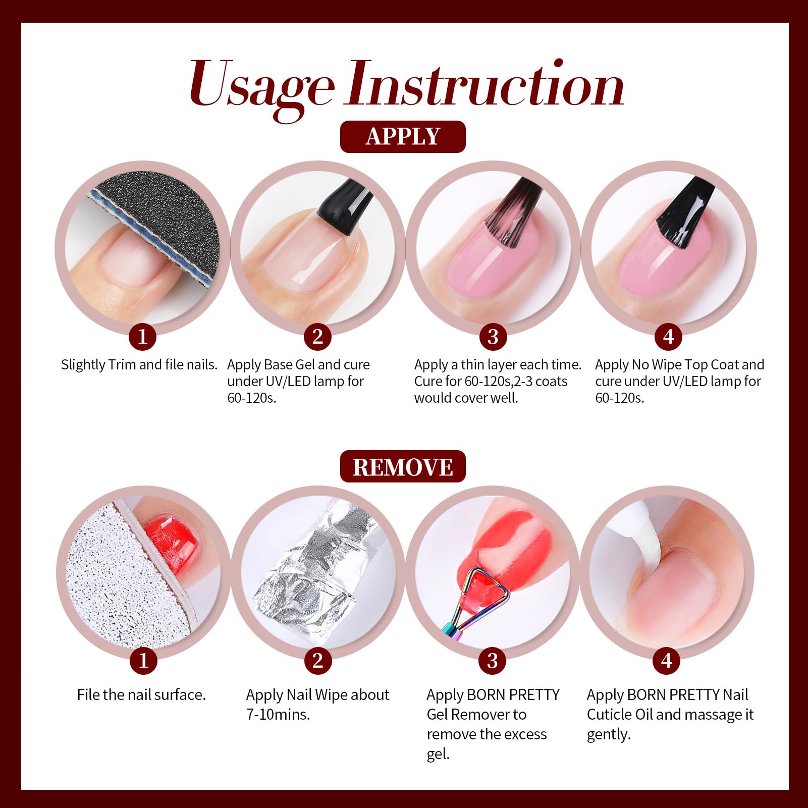 Born Pretty vernis gel retrait facile – dissolvant adapte.