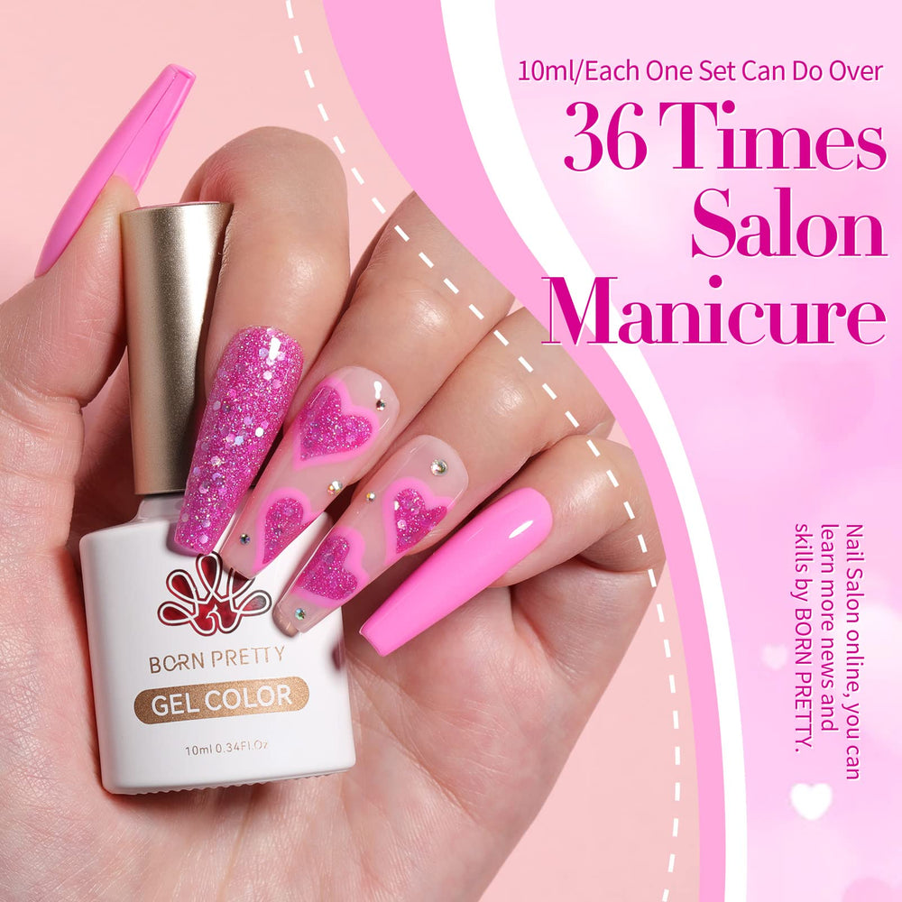 Vernis gel Born Pretty rose neon, longue tenue et couleur riche.