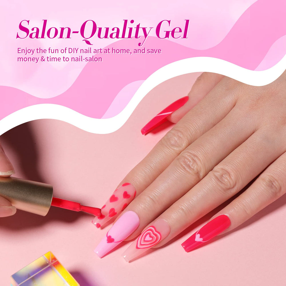 Vernis gel Born Pretty rose neon, compatible UV/LED pour une couche de finition rapide.