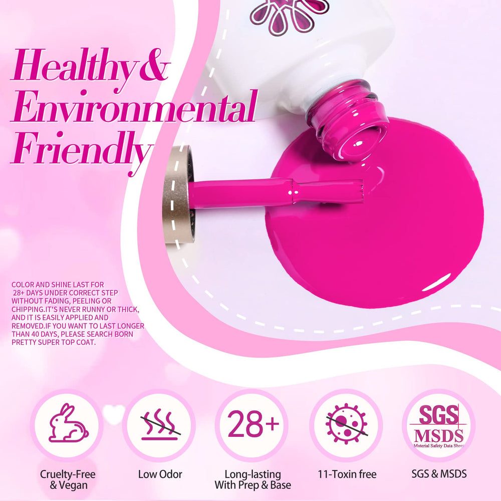 Vernis gel Born Pretty rose neon, texture douce qui glisse sur les ongles.