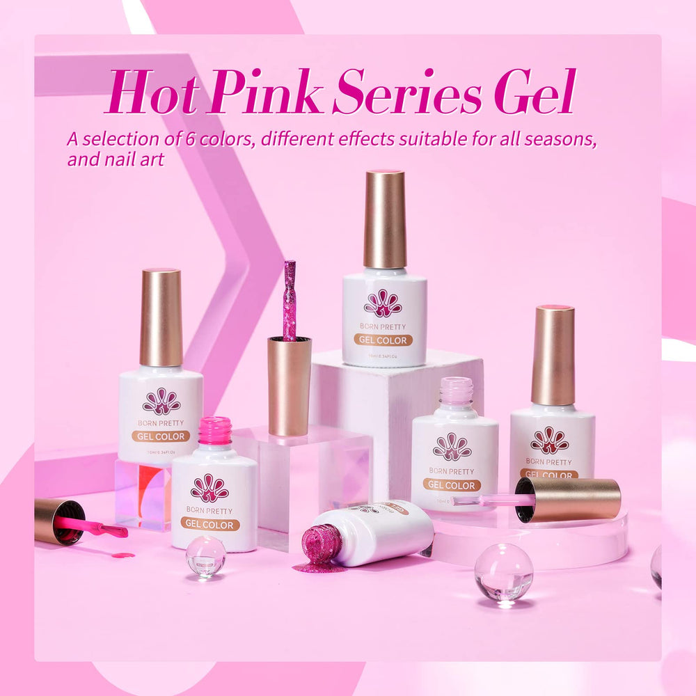 Vernis gel Born Pretty rose neon, parfait pour maison ou salon, facile à enlever.