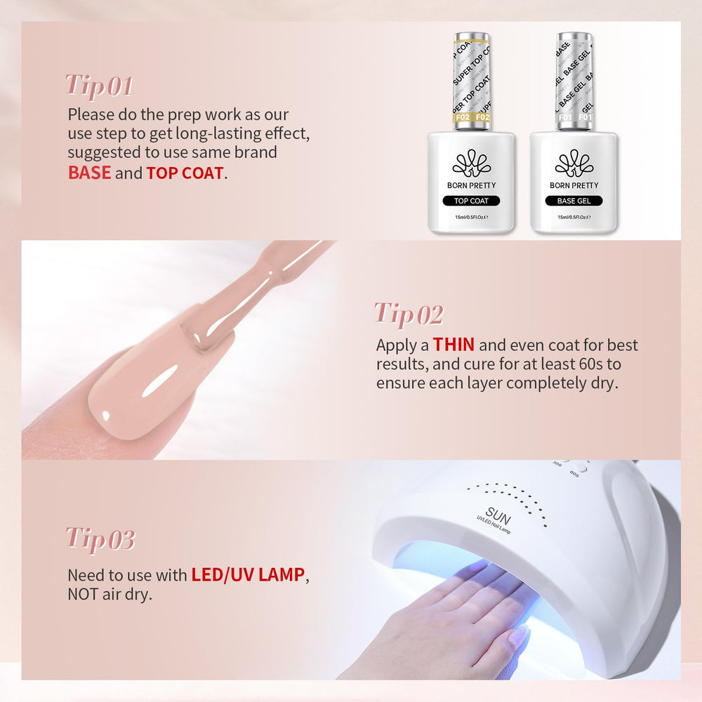 Born Pretty vernis gel rose nude — 6 teintes pour varier les styles.