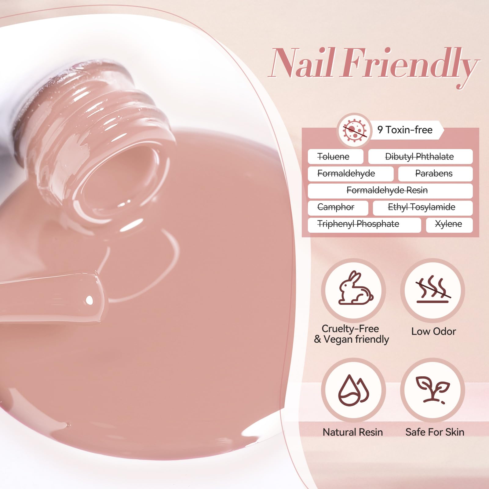 Born Pretty vernis gel rose nude — fini brillant et uniforme sur ongles.