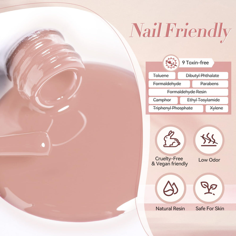 Born Pretty vernis gel rose nude — fini brillant et uniforme sur ongles.