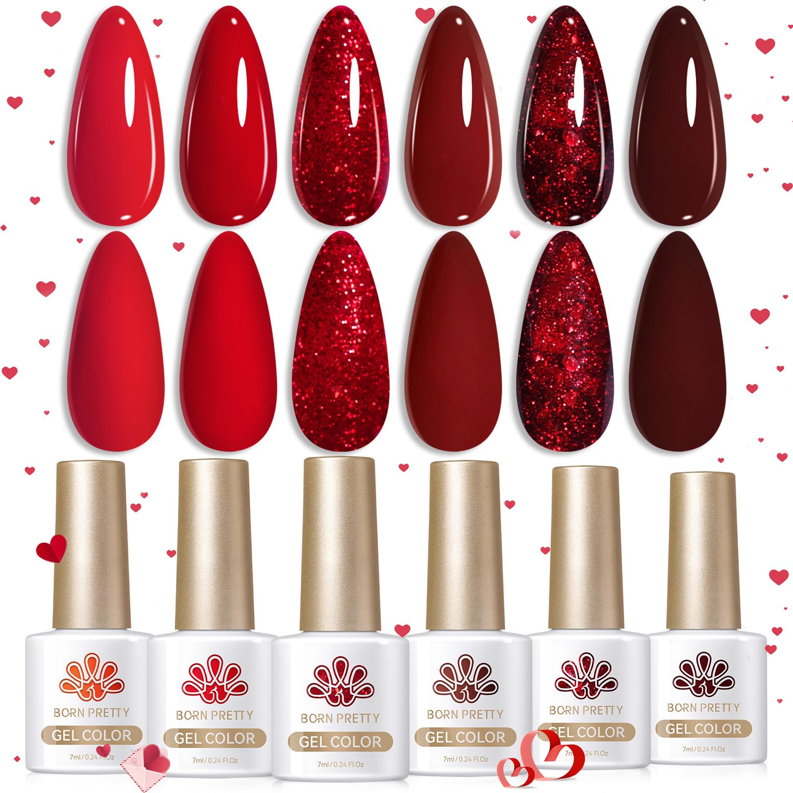 Born Pretty vernis gel rouge 6 couleurs – tendance et durable.