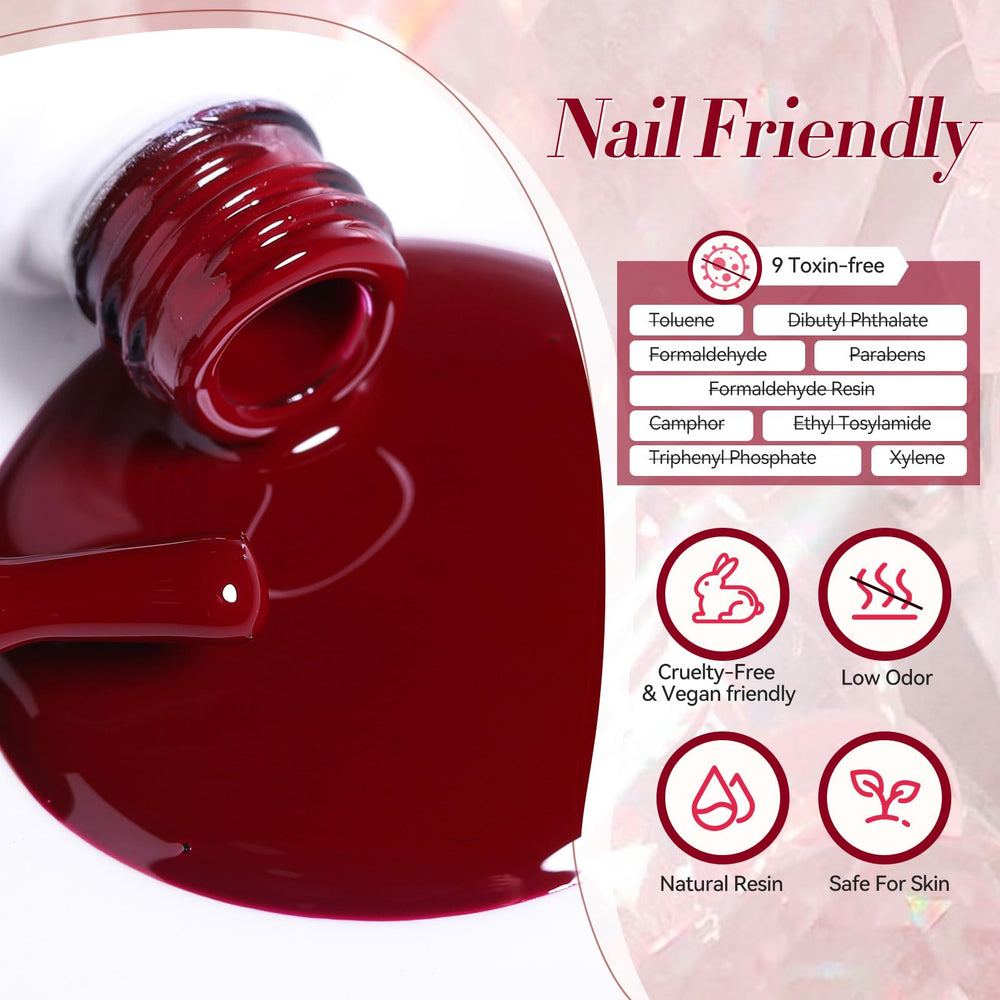 Born Pretty vernis gel rouge pailleté, effet glamour sur vos ongles.
