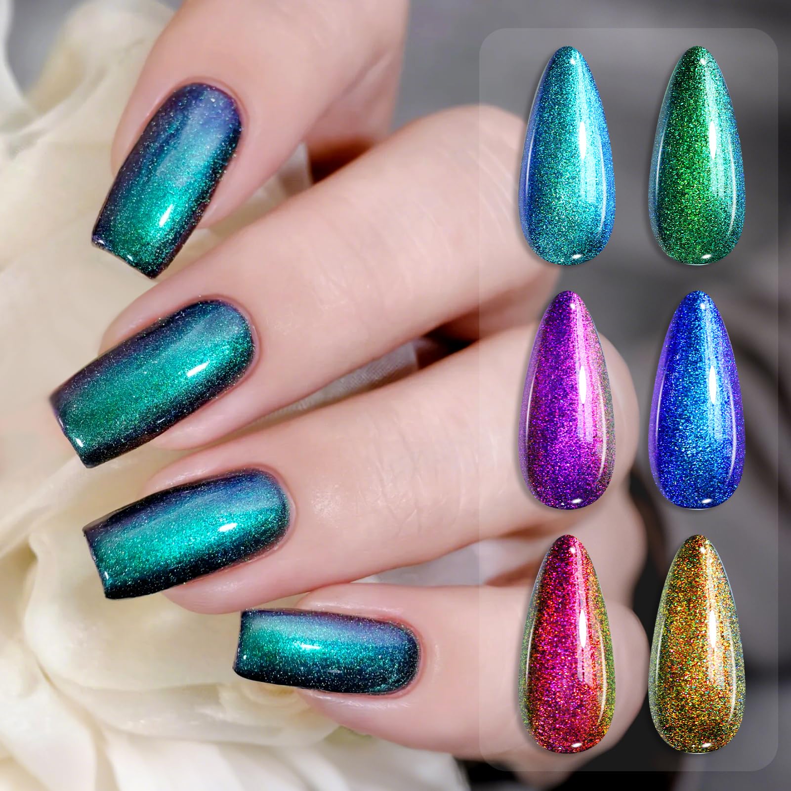 Vernis gel Sirène Born Pretty avec paillettes, effet étincelant.